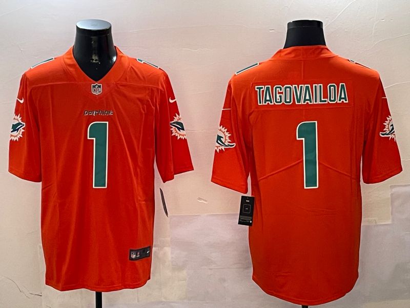 Men Miami Dolphins #1 Tagovailoa Orange Second generation 2024 Nike Limited NFL Jersey style 1